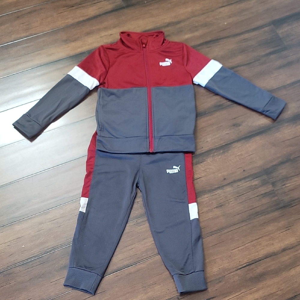 Puma Kids' Red and Gray Tracksuit